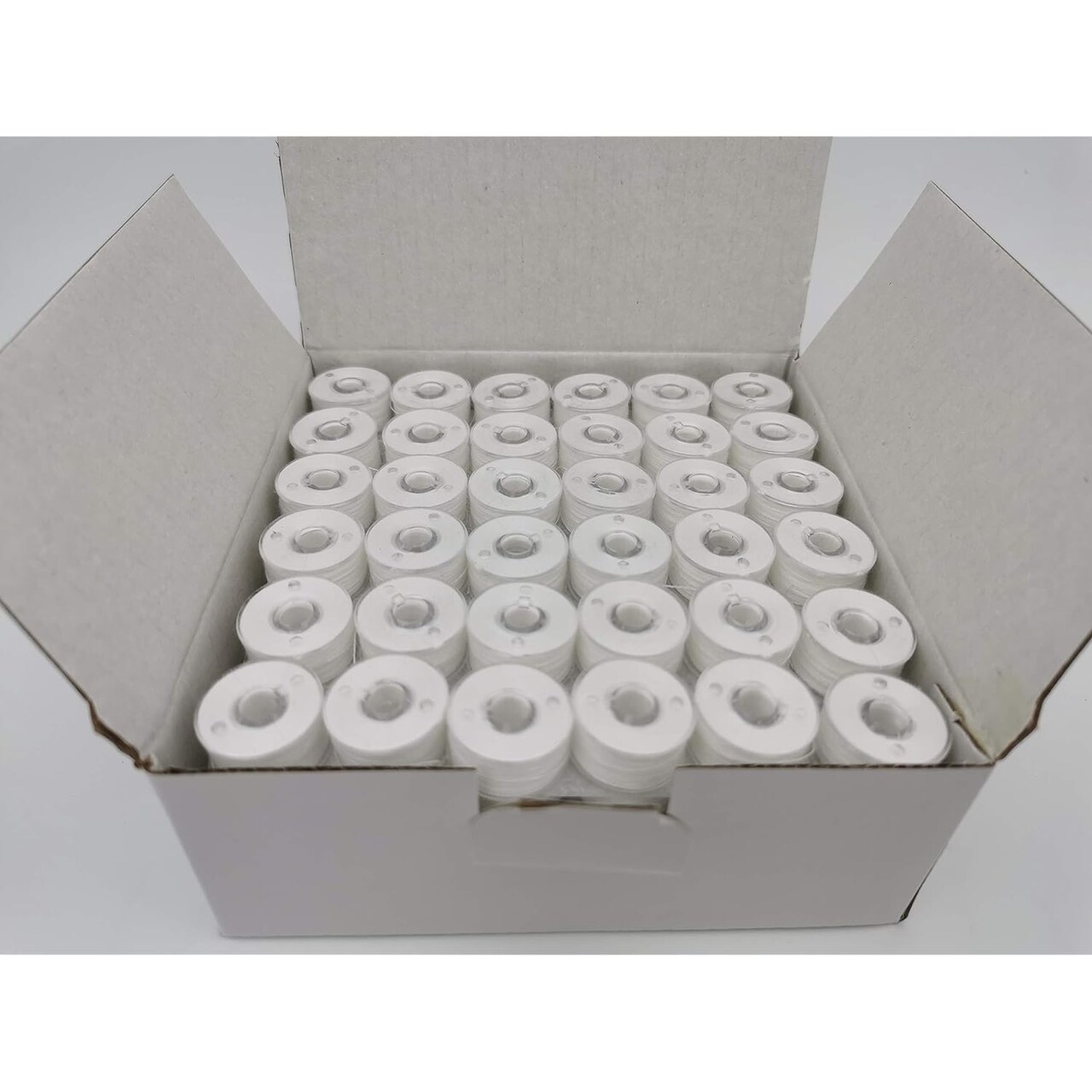 144pcs Prewound Bobbins Size A for Domestic Sewing/Embroidery Machines, Compatible with Brother Machines, Plastic Sided, Size A, Class 15, 15J, SA156, White, 100% Polyester, 60S/2 100 Yards